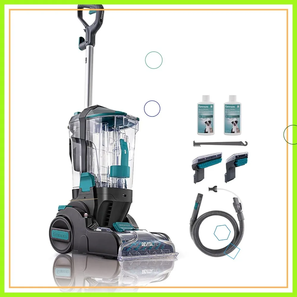 

Портативный моющий пылесос для ковров с высокой мощностью, баками для чистой и грязной воды 3,2 л и 1,4 л, шнуром 7,6 м, съемными щетками для ковров и обивки.