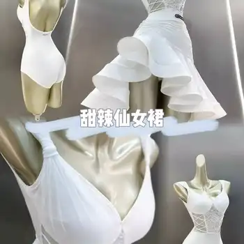 白色拉丁舞練習服女孩性感兩件式魚骨大擺裙上衣倫巴舞女黑色晚禮服 10 最佳銷售 拉丁舞比賽服裝 - №2