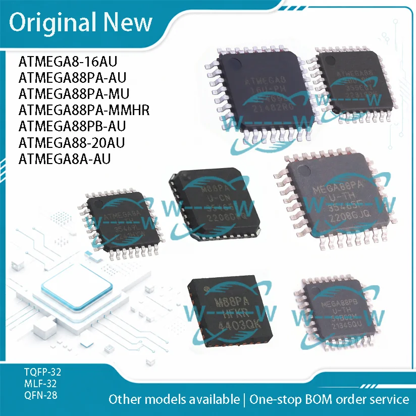 5-30PCS) ATMEGA8-16AU ATMEGA88PA-AU ATMEGA88PA-MU ATMEGA88PA-MMHR ATMEGA88PB-AU ATMEGA88-20AU ATMEGA8A-AU M88PA IC chip mcu