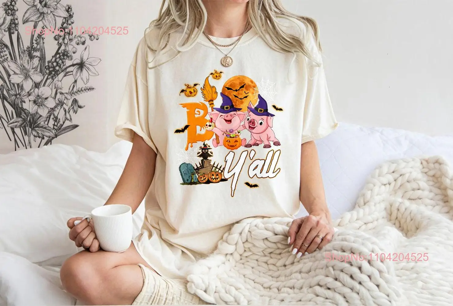 Comfort Colors Pig Witch T Shirt Fall Autumn Farm Baby Halloween  long or short sleeves