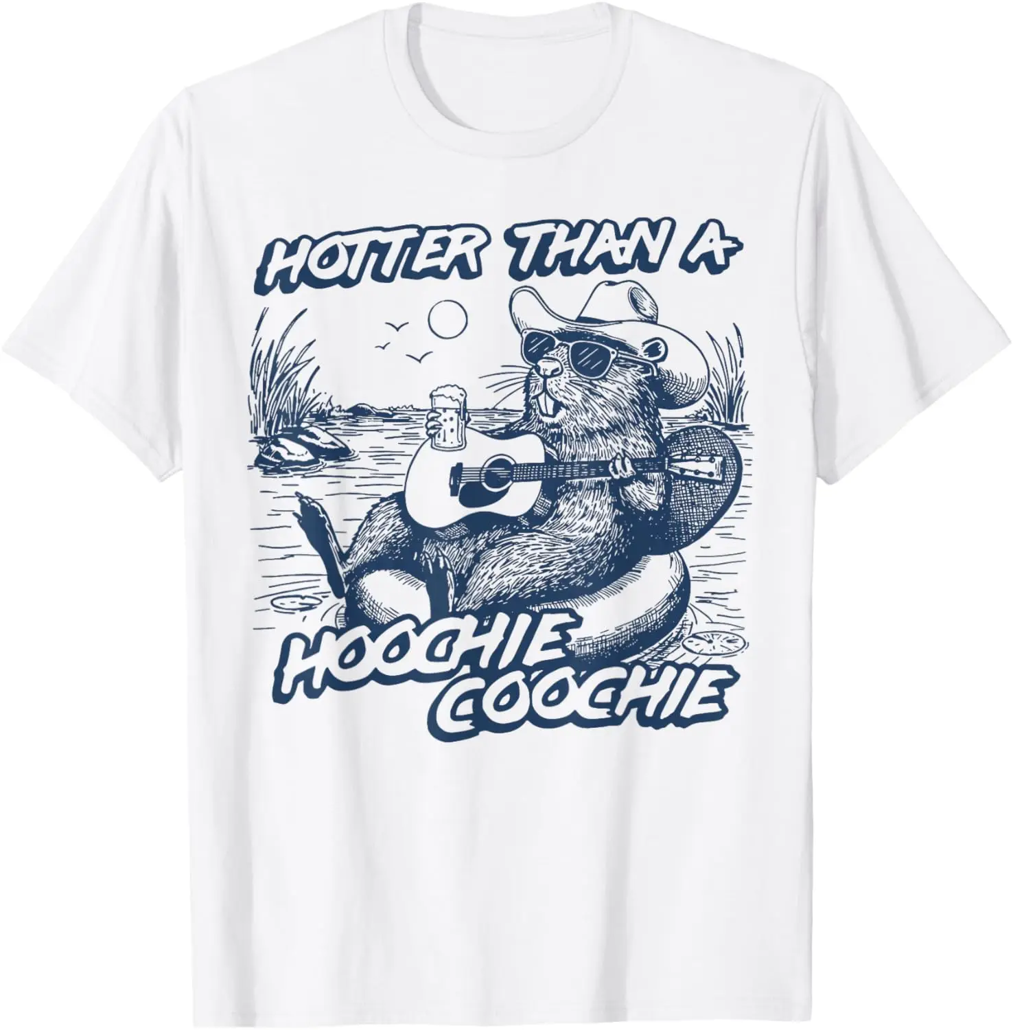 Hotter Than A Hoochie Beaver Coochie Viral Summer Vibes T-Shirt 100% Cotton Trendy Y2K Short-Sleeve Tee – Soft, Quick-Drying, &