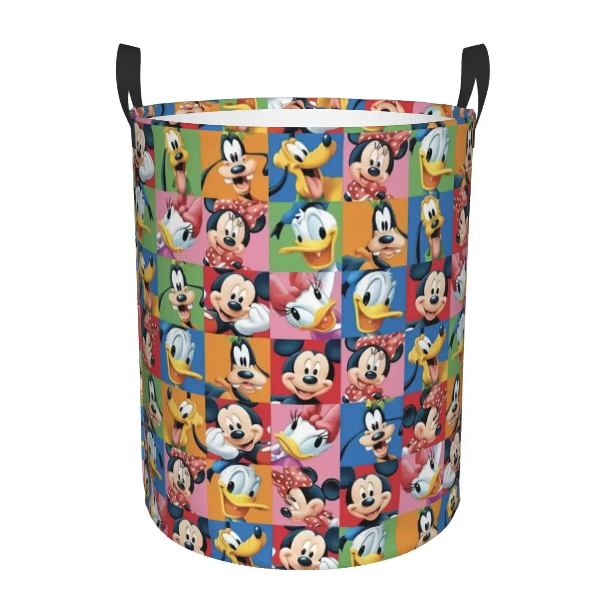 Custom Minnie Mickey Mouse Collage Laundry Hamper Large Storage Basket Girls Boys Toy Organizer