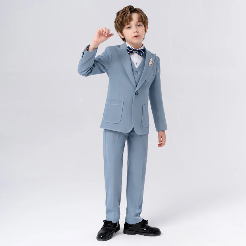 

Children's High Quality Suits Set Boys Photography Piano Hosting Banquet Performance Costume Kids Blazer Vest Pants Bowtie