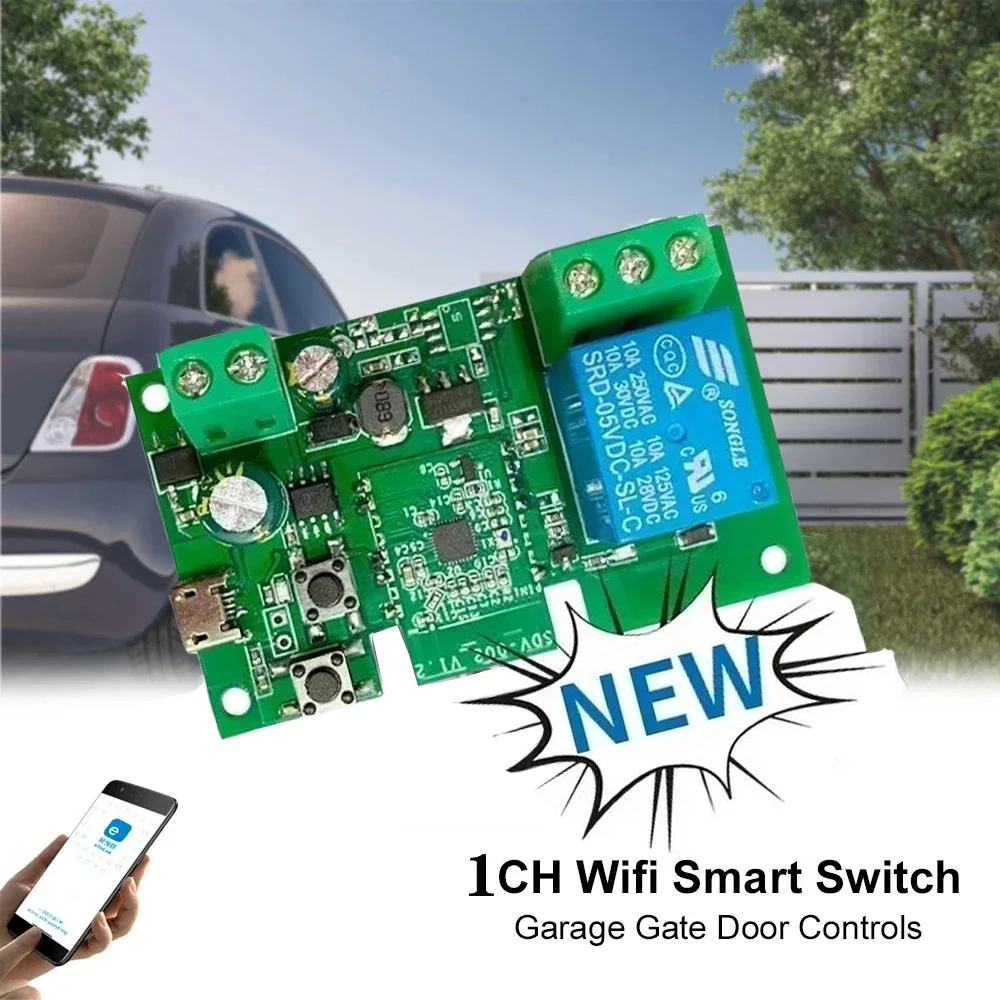 Ewelink Wifi RF Garage Door Switch Wireless Self-locking Relay Module 1CH 5V AC DC Zigbee Relay Module Smart Control Module