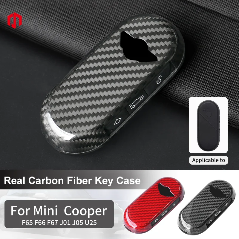 

Real Carbon Fiber Car Remote Key Case Cover Shell For Mini Cooper E/SE J01 EV J05 F65 F66 F67 Car Key Protection Accessories