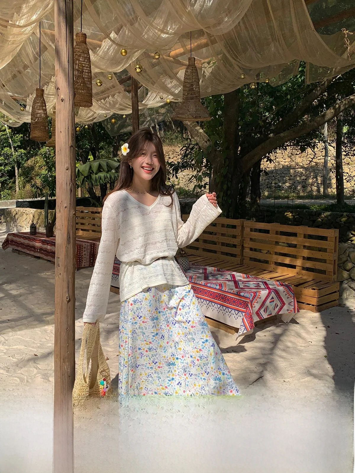 

Юбка Sisilyon Sea View Floral с цветочным принтом, женская, с высокой талией, А-силуэт, для повседневной носки, для свиданий, пляжная, для отпуска, полиэстер