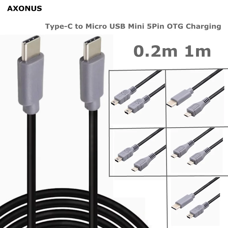 Connect The Camera Mobile Phone Car Transmission Port Type-C to Micro USB Mini 5Pin OTG Charging And Transmission Data Cable