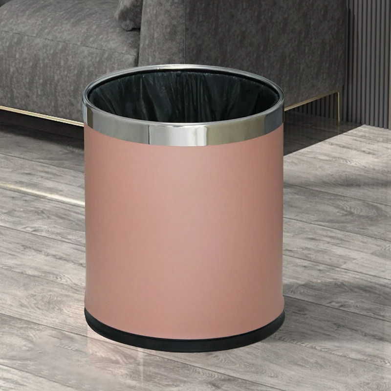 10L Leather Luxury Trash Can For Kitchen Bathroom blue pink Garbage Bin PU Waterproof double layer Without lid Home Trash Can