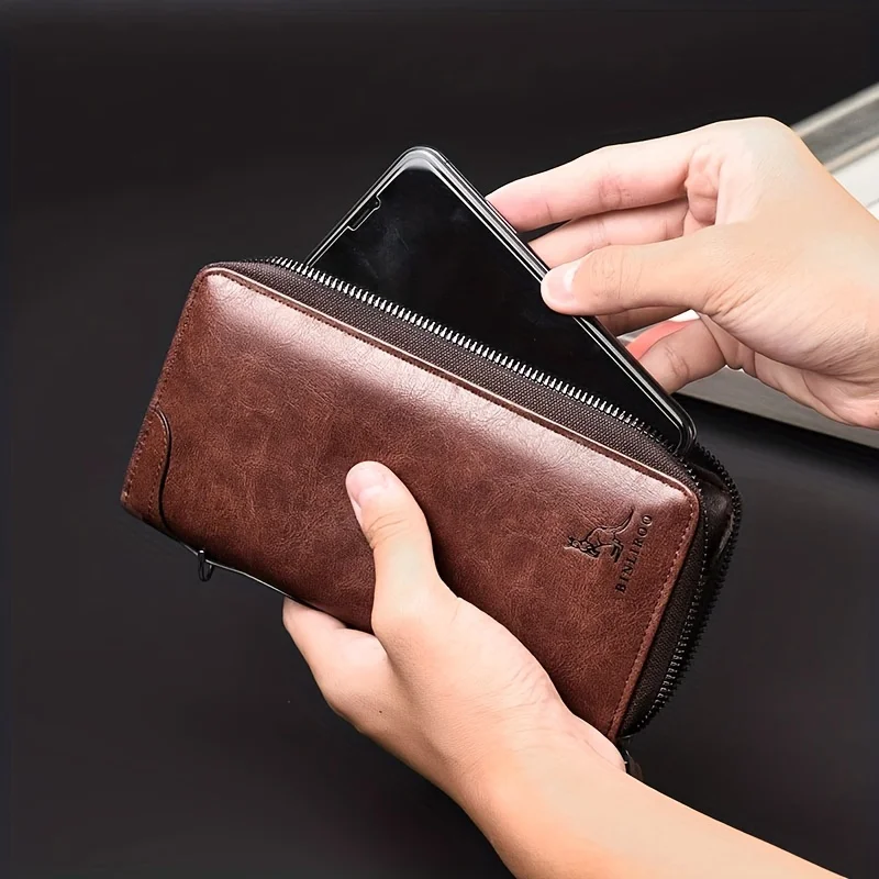 Men\'s Long Zipper Wallet High Quality Pu Leather Wallet For Men RFID Blocking Business Clutch Bag Credit Card Holder Purse Man