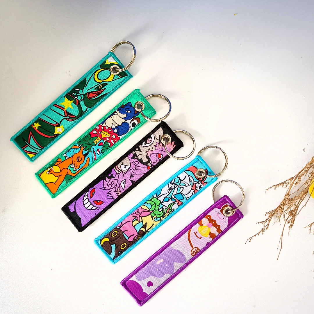 Pokémon Anime Keychain with Embroidered Jet Designs Key Tag Key Key Ring Holder Perfect for Jewelry Accessories