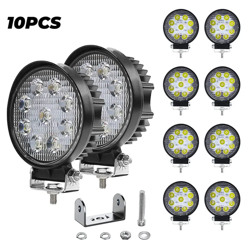 

10pcs 4Inch Round Led Work Fog Lights 27W For 4X4 Tracktor Boat Pickup ATV UTV Motorcycles Car Accessories