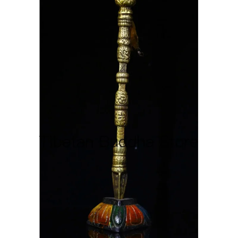 Imagem -05 - Tibet Budismo Latão Phurba Titular da Adaga Artesanal Cabeça de Buda Faqi 43 cm