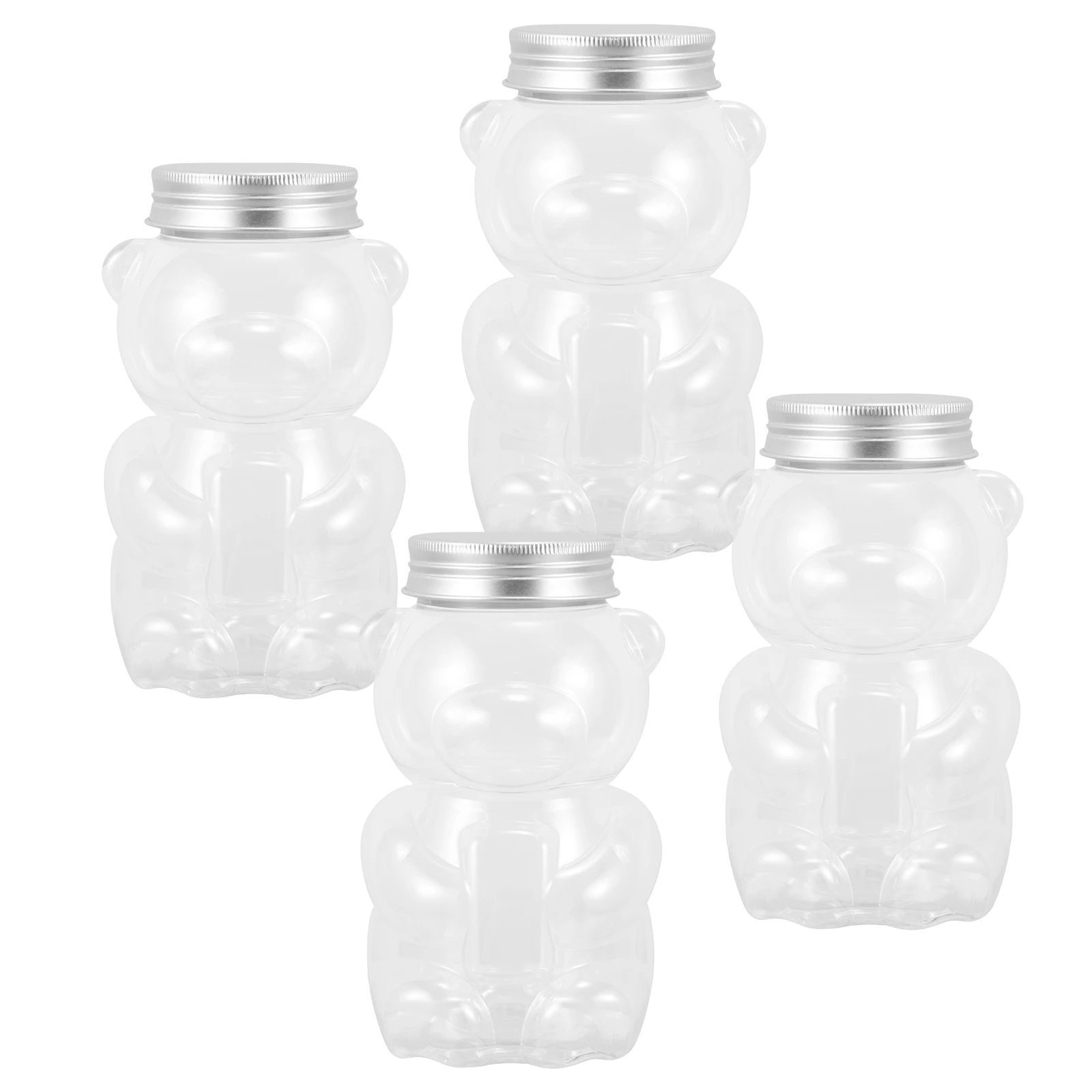 

4pcs Milk Tea Bottle Plastic Empty Juice Bottles Cap Portable Leakproof Lightweight Beverage Storage for Travel Camping