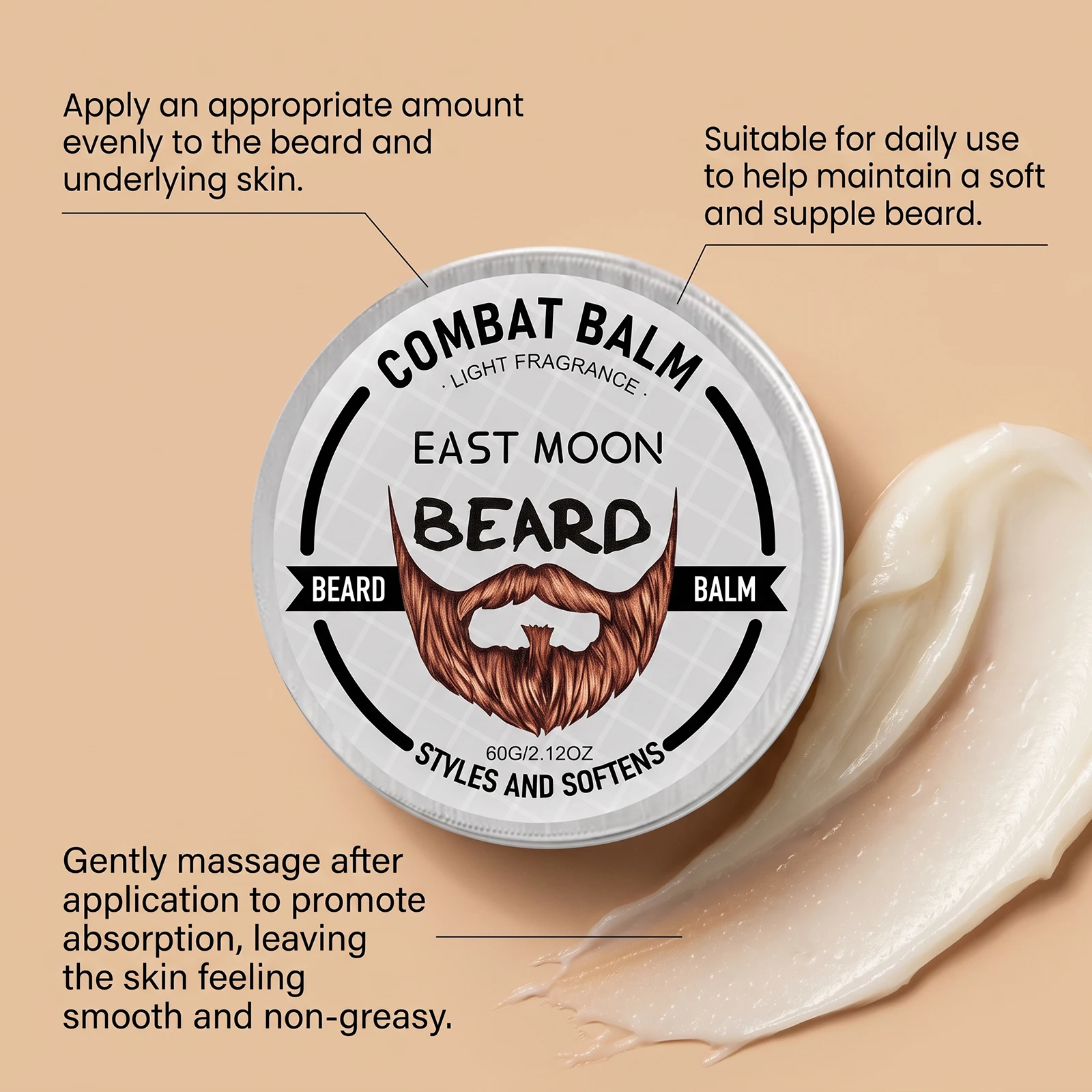 Gentlemen Beard Nourishing Balm, Hydrating Facial Hair Cream, Tame Unruly Beard for Daily Men Beard Grooming