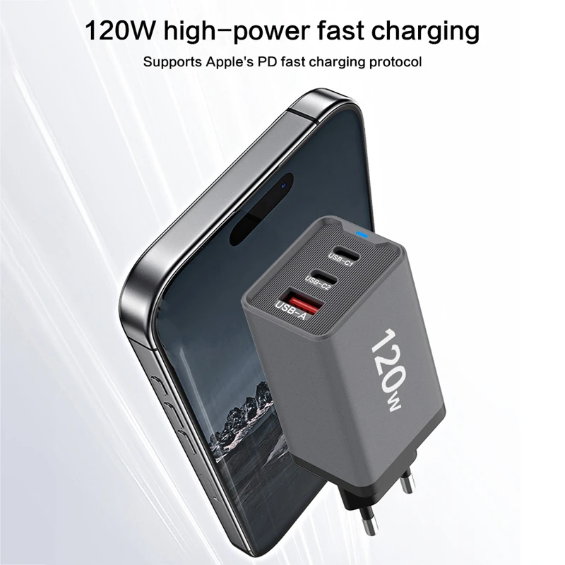 Lenovo 120W Ladegerät Dual-Port PD Adapter Schnellladestation für Smartphone Universal EU US UK Stecker Wandladegerät – Detail 5