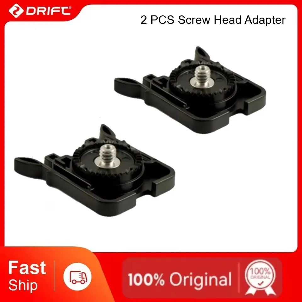 Drift adaptador de cabeça de parafuso original, 2 pacotes de montagem de câmera de ação para ghost 4k/xl/xl pro filmadora esportiva acessórios de clipe universal