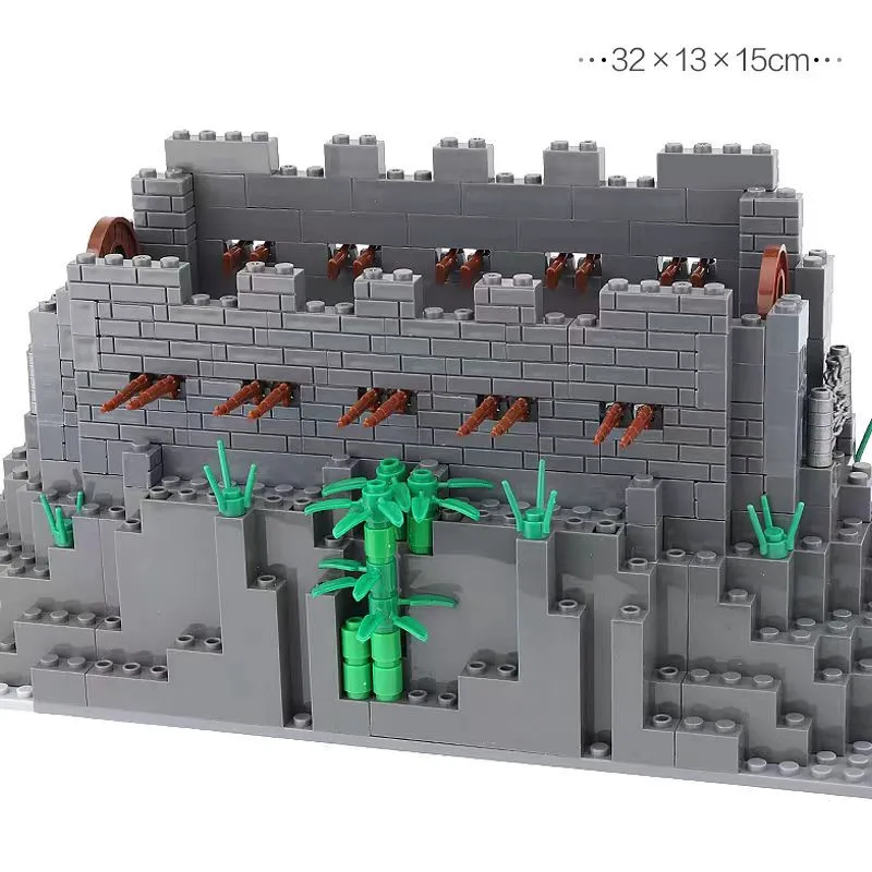 MOC WW2 Military Trench Fortress Building Block Watchtower Ruins Scene Sentry Soldier Figures Blockhouse Mini Bricks Army Toys