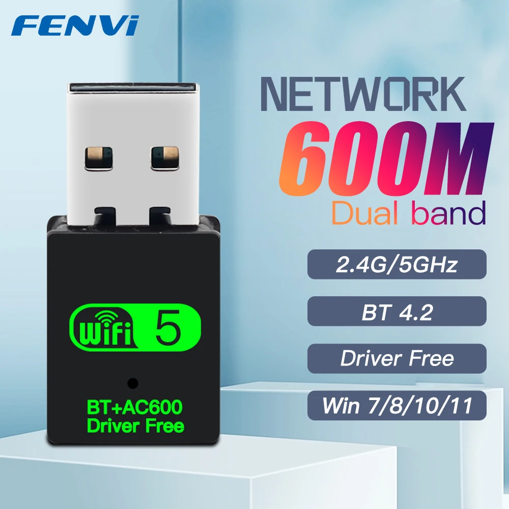 600Mbps BT 4.2 ミニ USB WiFi ワイヤレスアダプタドングルデュアルバンド 2.4G/5Ghz Wlan ネットワークカード 802.11AC PC ラップトップ Windows 7/8/10