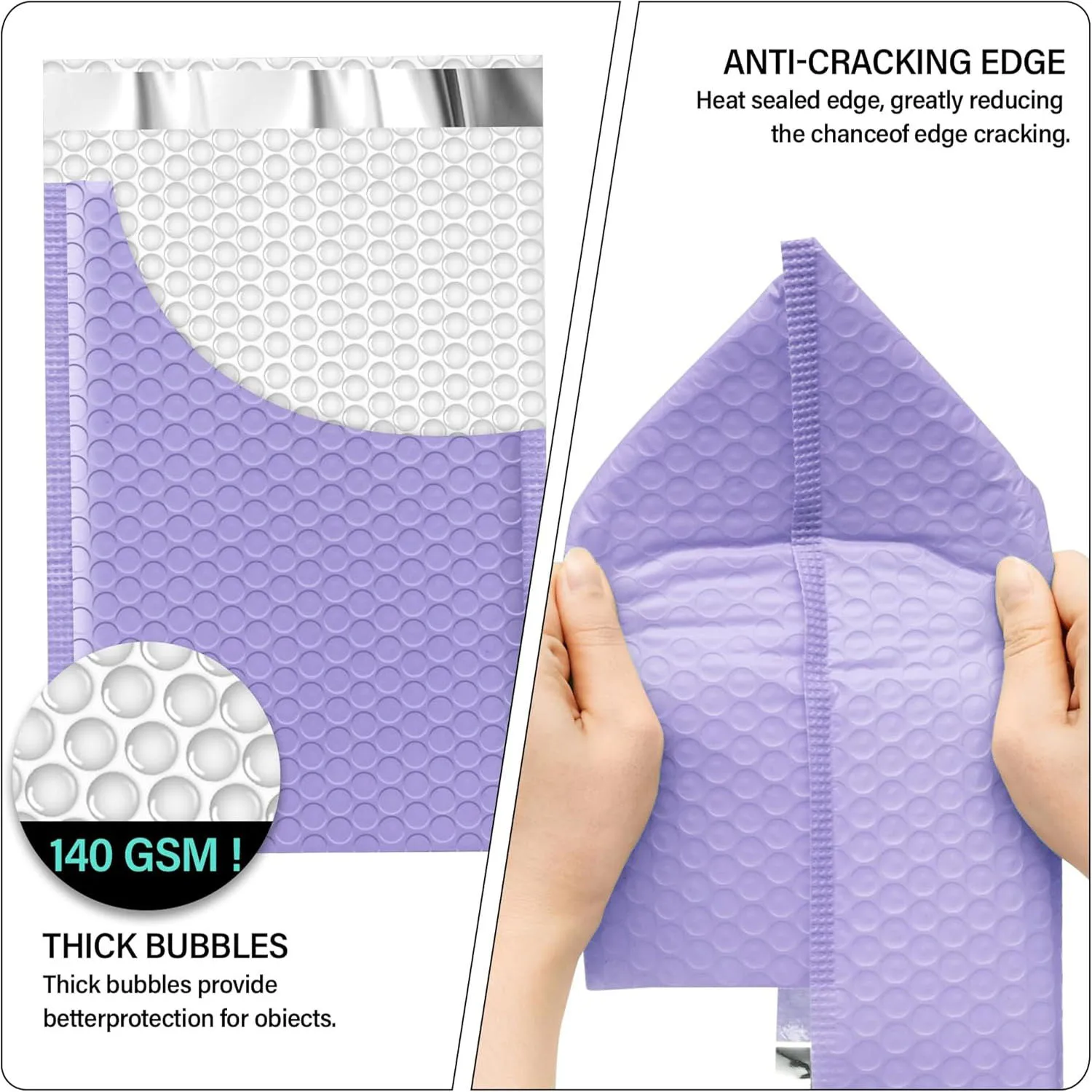 50/100PCS Purple Bubble Envelope Bag Self-Seal Packaging Bubble Mailers Bag Waterproof Poly Adhesive Packaging Bag Multi-Size