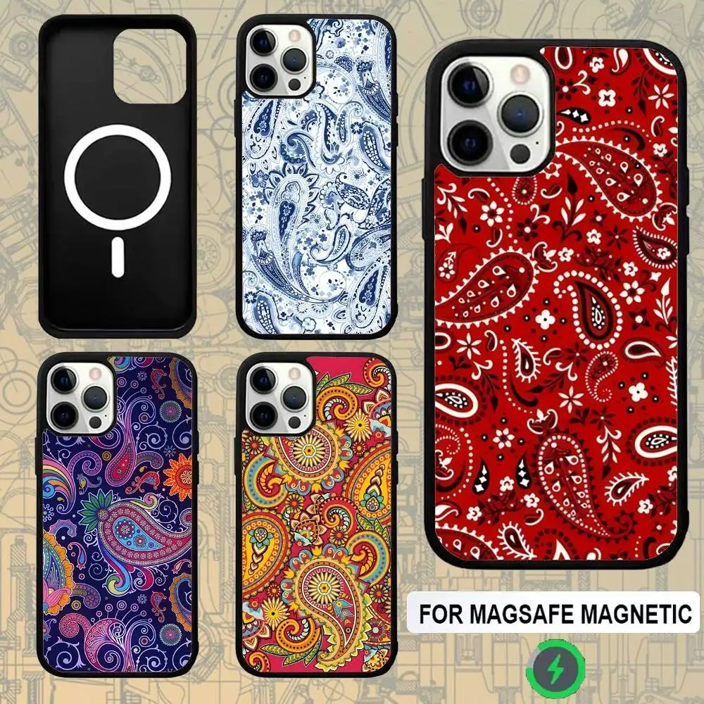 

Royal Bandana Paisley For Magsafe Wireless Charger Case For iPhone 15,16,17,13,14,11,12,Pro,Max,Plus,E,Air,Mini Protection