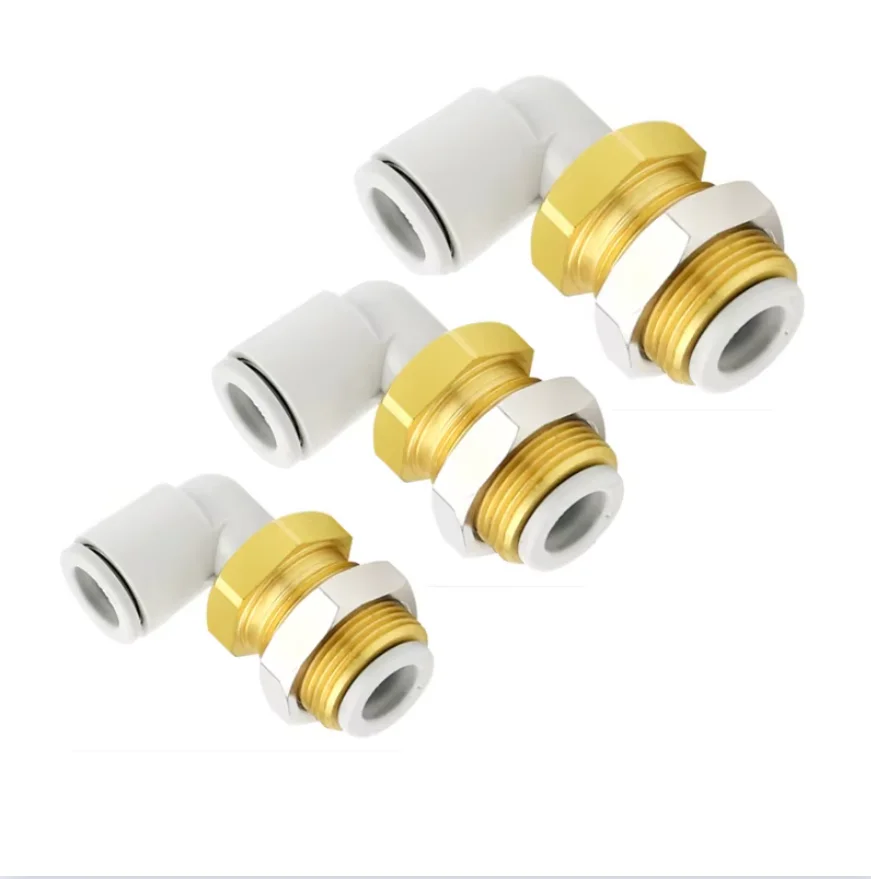 مرفق هوائي مشترك من خلال لوحة أنبوب هواء بزاوية قائمة سريع KQ2LE04/06/08/10/12-00A #2