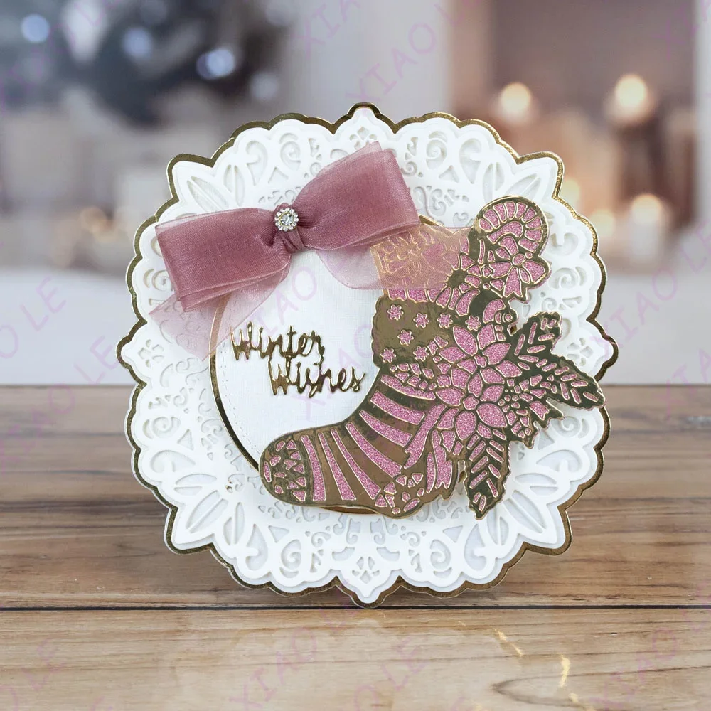 عيد ميلاد سعيد حافة الشتاء توهج يموت المعادن الحرفية قطع يموت Diy بها بنفسك قصاصات ورقية مذكرات الديكور بطاقة اليدوية النقش Ne #2