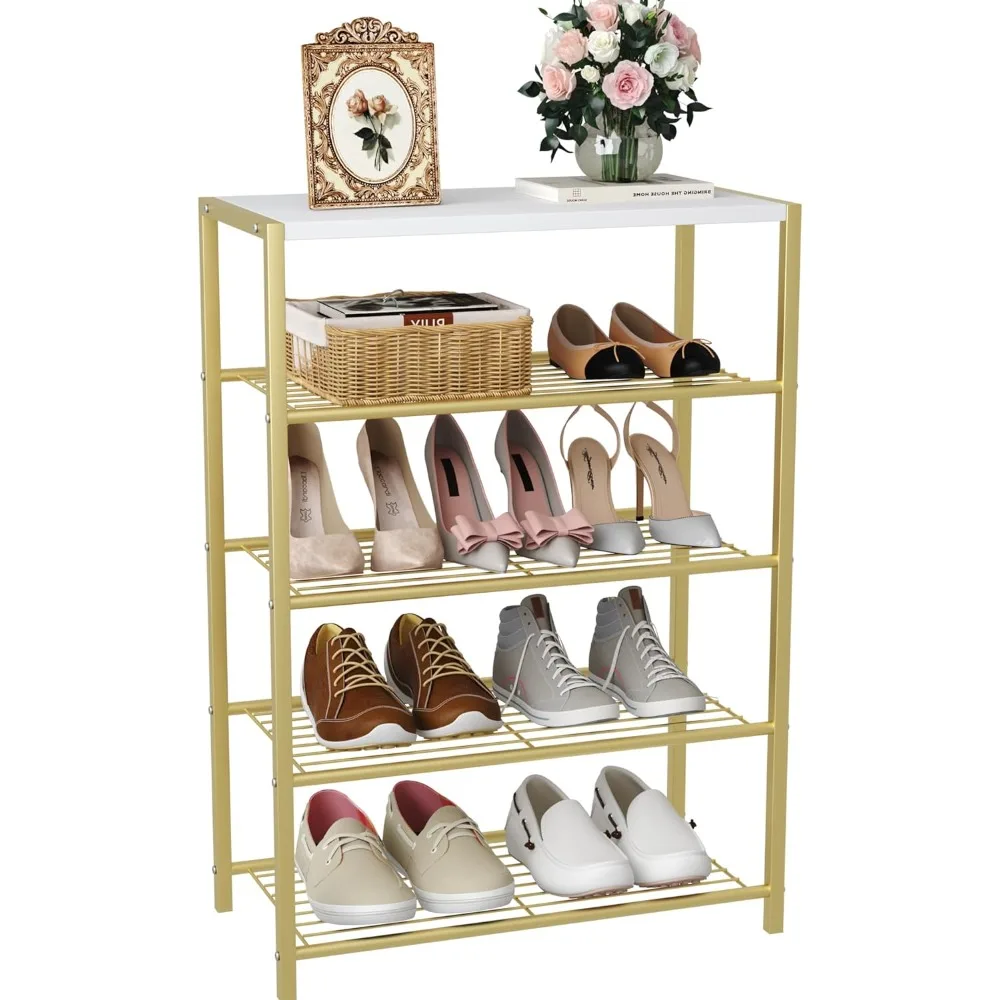 Shoe Rack 6-Tier, Storage Shelf, Industrial Tower, Narrow Organizer for Closet Entryway, Small Shoe Rack Table