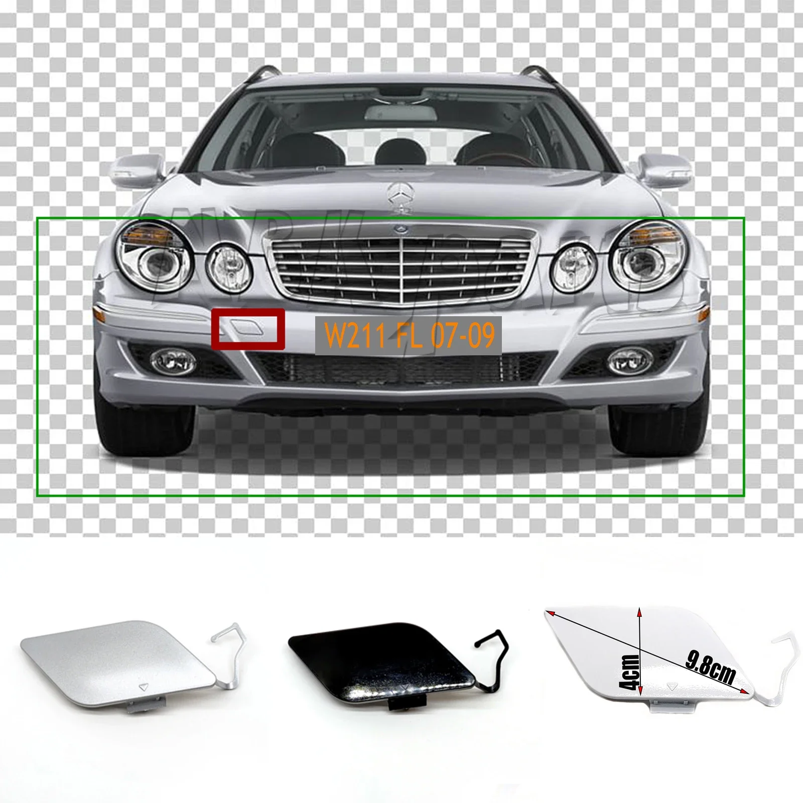Tampa dianteira da TOW para Mercedes-Benz, Mercedes-Benz E-Class, W211, E200, E220, E240, E270, E280, E320, E350, E420, E500, E550, E55, e63AMG, A2118851022