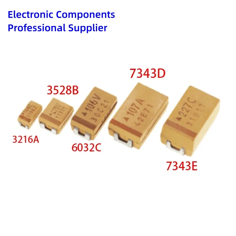 20PCS 3216A 3528B 6032C 7343D Tantalum capacitor 100UF 150UF 220UF 330UF 470UF 6.3V 10V 16V 25V 35V 50V 4.7/6.8/10/15/22/33/47UF