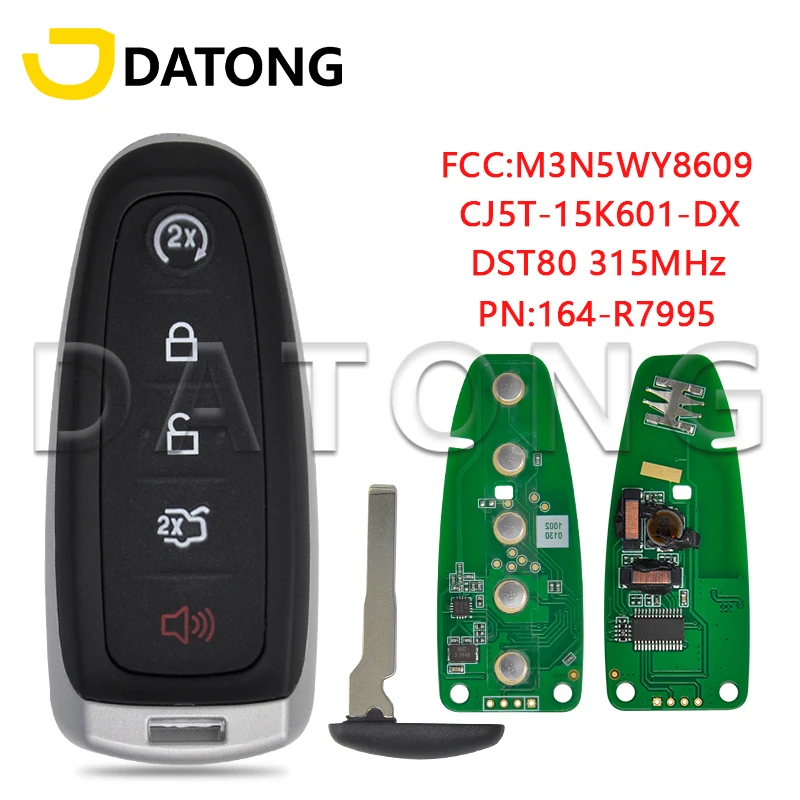 Datong World Car Key For Ford Foucs C-max Maverick Escape 2013-2018 M3N5WY8609 CJ5T-15K601-DX 315MHz DST80 HU101 Remote Control