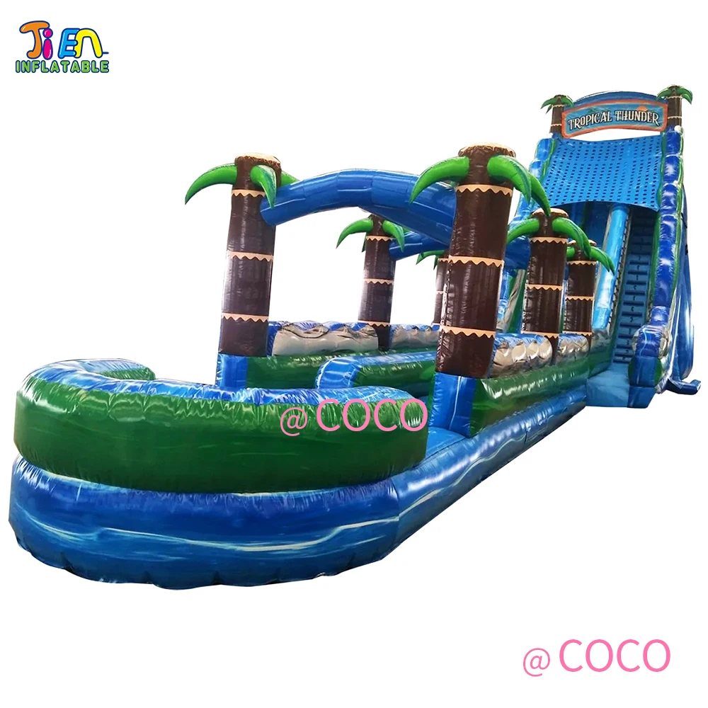 free ship to sea port, 2023 Commercial giant adult size palm tree backyard Inflatable Water Slide and slip with pool