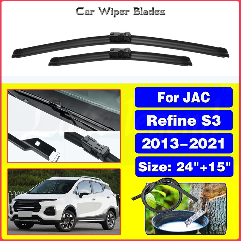 

Front Wiper Blade For JAC Refine S3 2013 - 2021 Car Windshield Windscreen Rubber Window Cutter Accessories 2018 2019 2020 24"15"