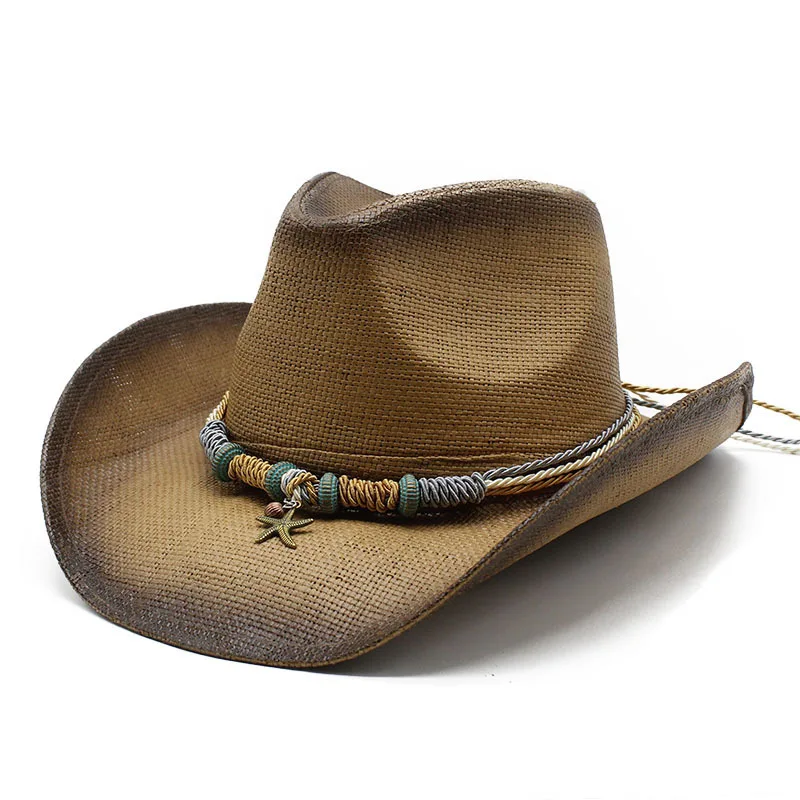 Ethnic Style Cow Head Accessories, Western Cowboy High-End Performance Hat, Summer Straw Hat