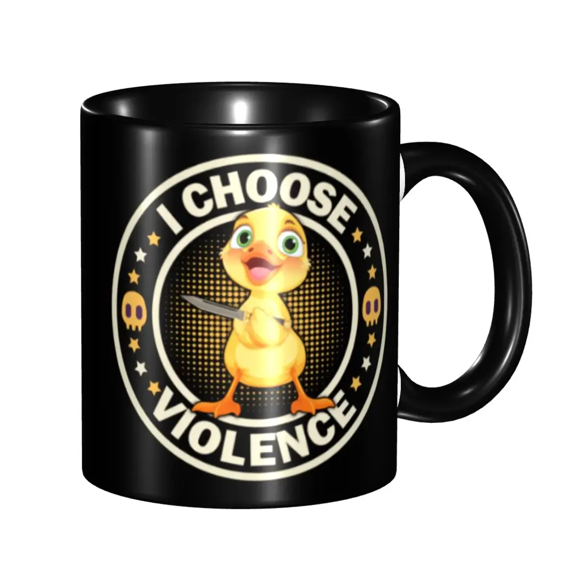 DIY I Choose Violence Funny Duck Ceramic Mug Customized Coffee Cup Creative Gift