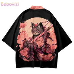 Vintage japonês samurai impressão quimono para homens e mulheres, streetwear, cardigã estilo harajuku, tradicional praia de yukata, tamanho grande 5xl 6xl