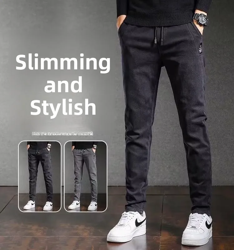

Men's Loose Fit Fce Lined Jeans Spring Autumn Winter Casual Straight Leg Long Trousers Versatile Faionable Youthful