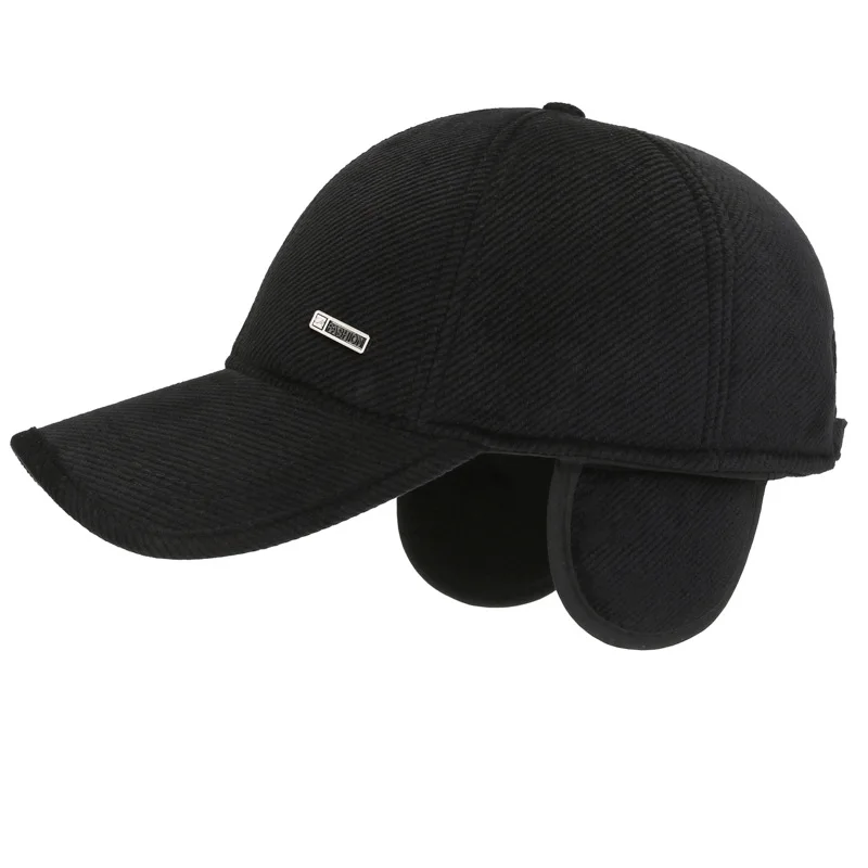Chapéu de veludo masculino de inverno com Earflap, boné de beisebol aquecido, chapéu de camionista, chapéu masculino Dad, snapback esportivo Hip