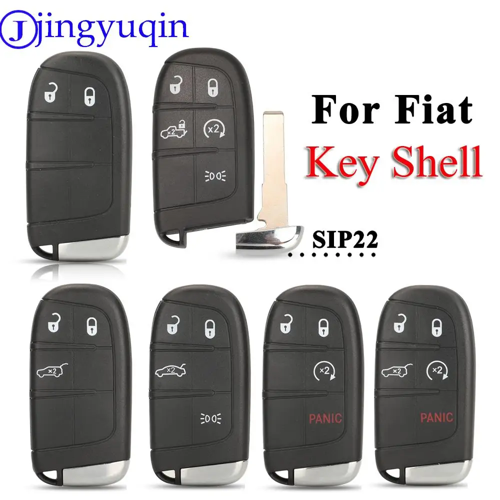 jingyuqin 3/4/5BTN Replacement Remote Smart Key Shell For Fiat 500 500L 500X Toro 2016 2017 2018 2019 Car Key Case SIP22 Blade