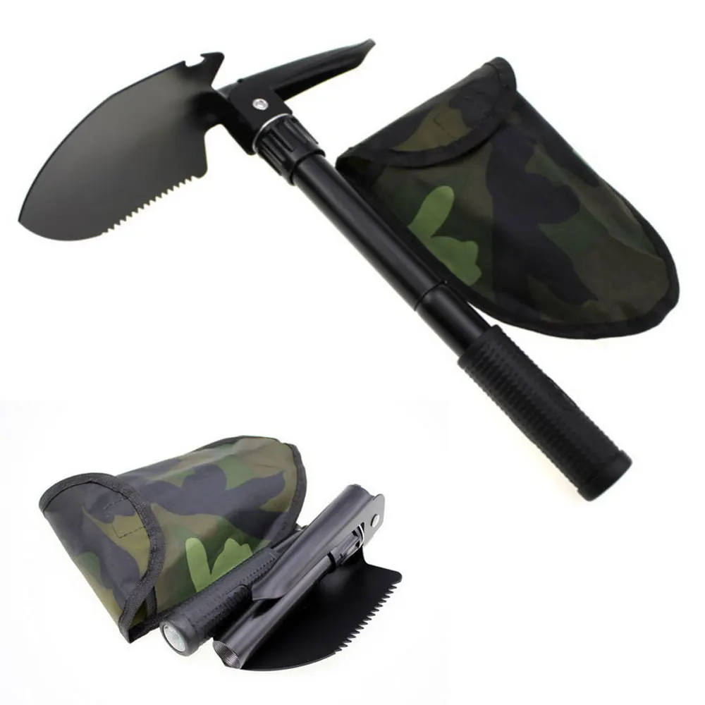 Multi-functional Small Folding Shovel Travel Pickaxe Tool Compass Handle Sapper Shovel Camping Tools NA58S