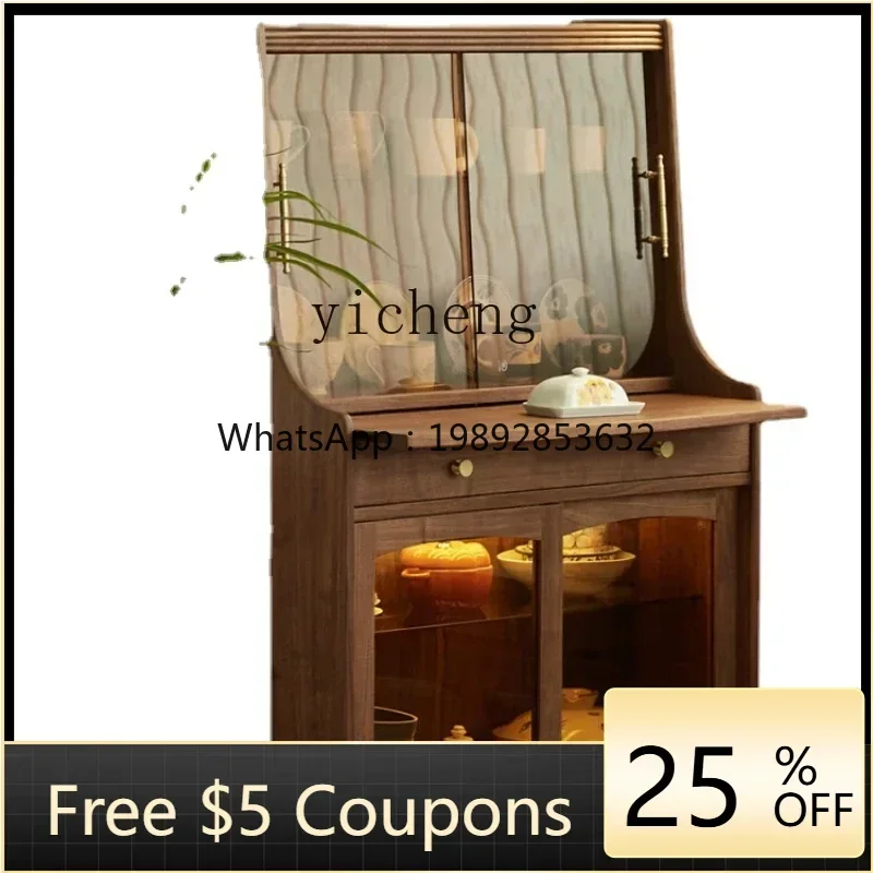 

Sideboard Cabinet Integrated Wall Black Walnut Solid Wood Living Room Locker