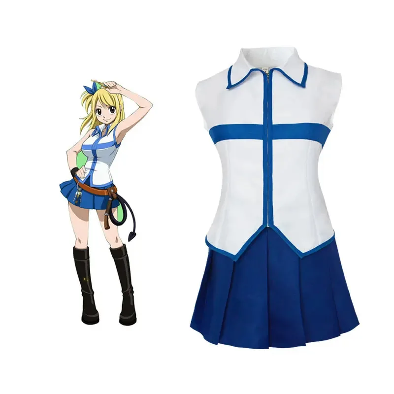 

Anime FAIRY TAIL Lucy Heartfilia Cosplay Costume Slayers White Shirt Skirt Uniform Headband Wig Woman Sexy Carnival Party Suit