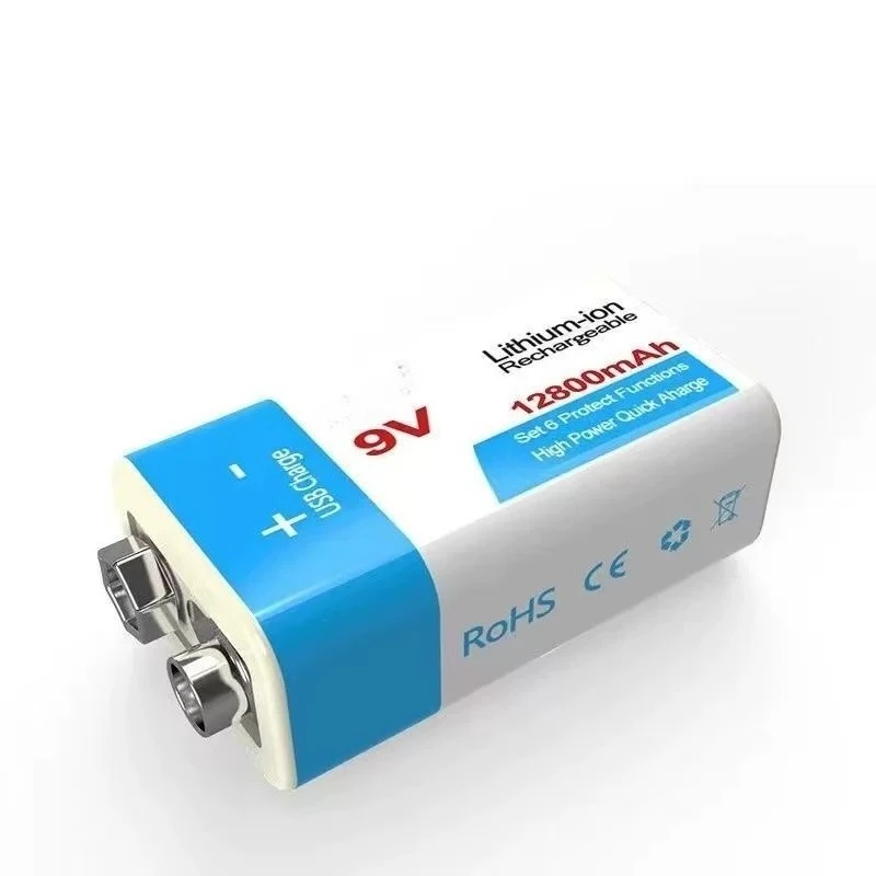 9V USB Rechargeable Battery 12800mAh 9900mAh Portable Lithium Power Pack For Multimeter Wireless Microphone Medical Instrument