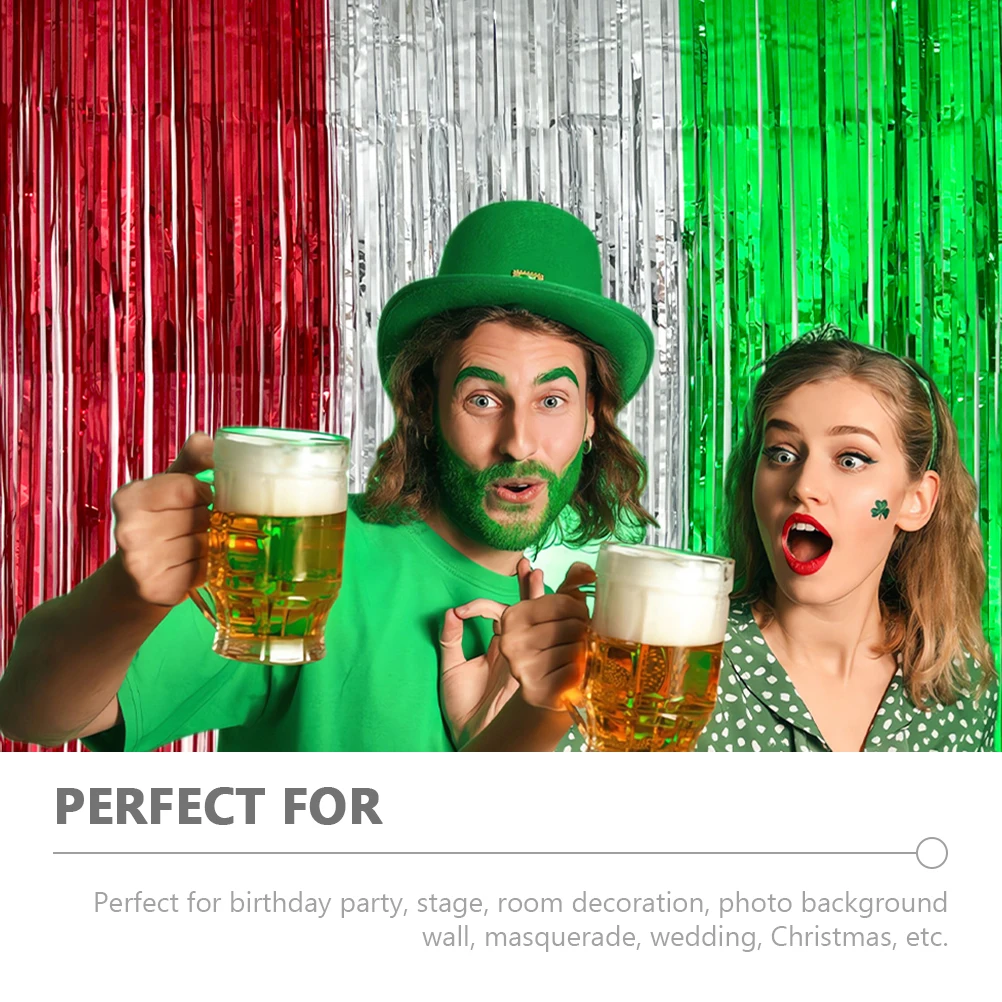

1M x 2M Irish Foil Fringe Curtain Tinsel Backdrop PET Material Party Wall Decor Birthday Wedding Christmas Photo Background