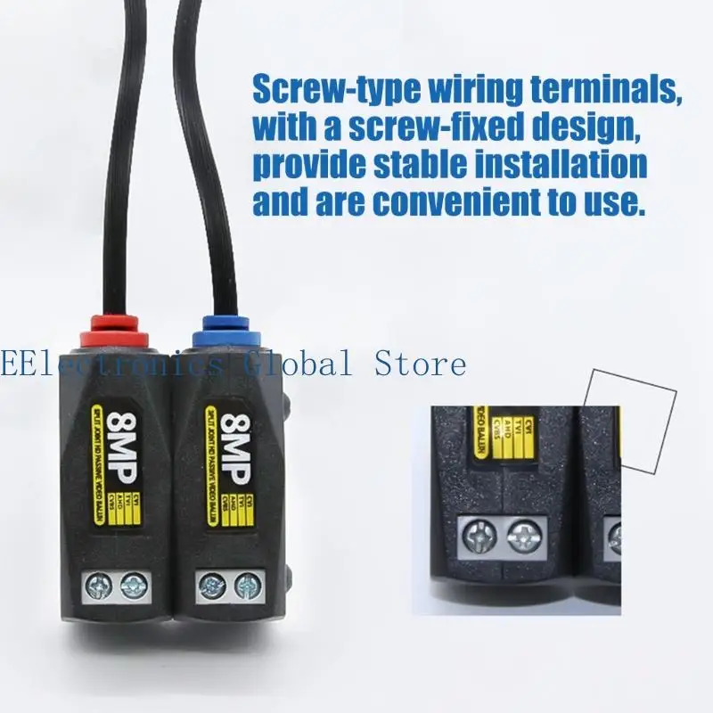 462B Surveillances Video Balun Set for UTP CAT5/5E/6 Cable, CCTV BNC Connectors Pair Compatible for CVI Camera Systems and