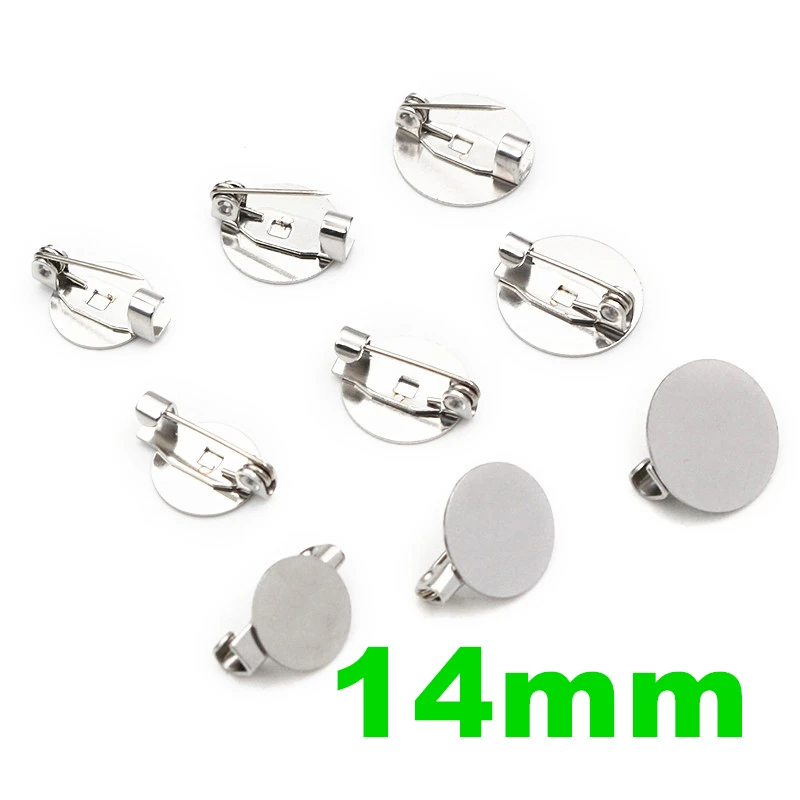 10pcs 12mm Inner Size Stainless Steel Material Brooch Style Cabochon Base Blank Cufflink Spacer Settings Tie Tack Pins-T5-06