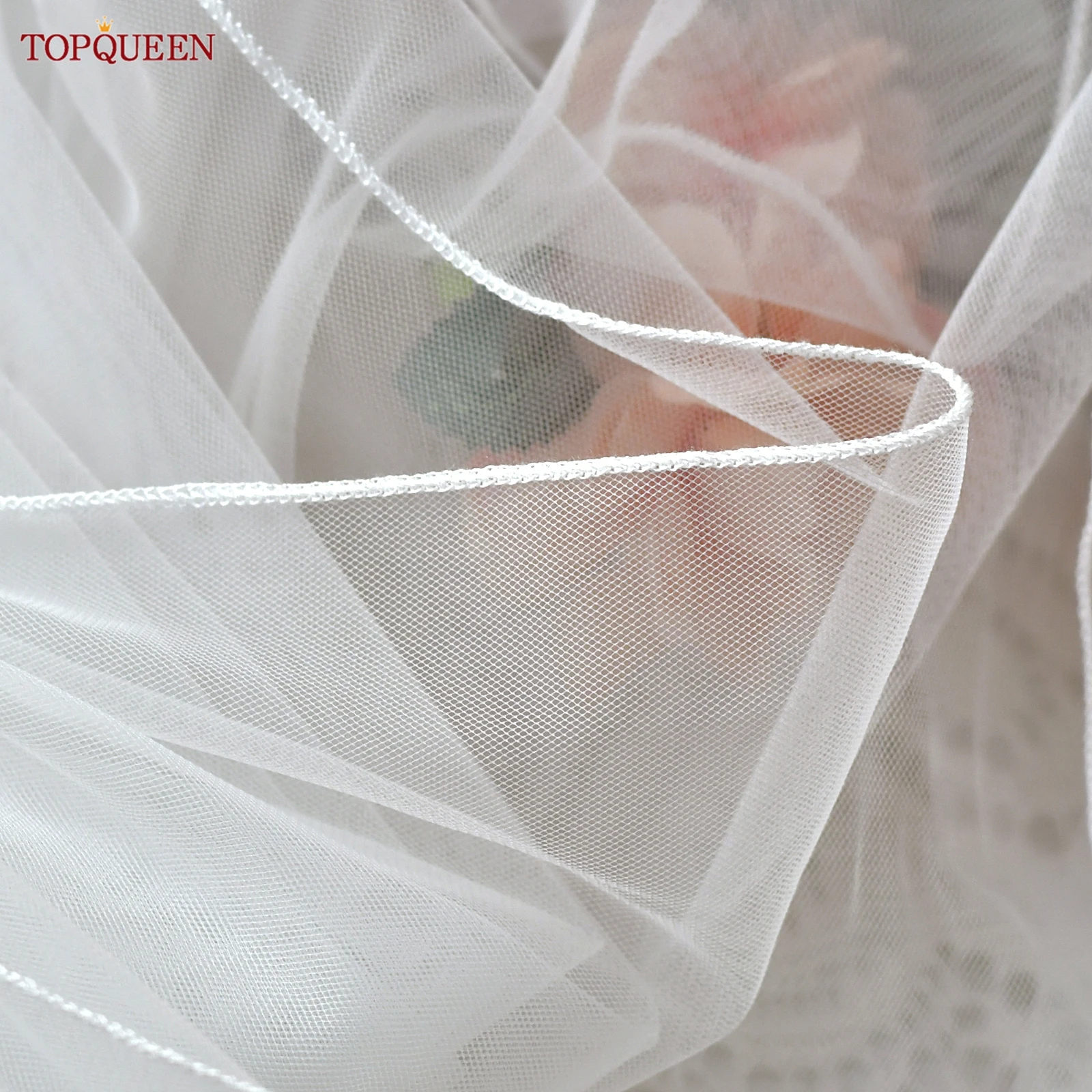 TOPQUEEN Wedding Veil Double Layer Pencil Edge Simple Bridal Veil With Comb Short Veil Wedding Accessories Customizable V15