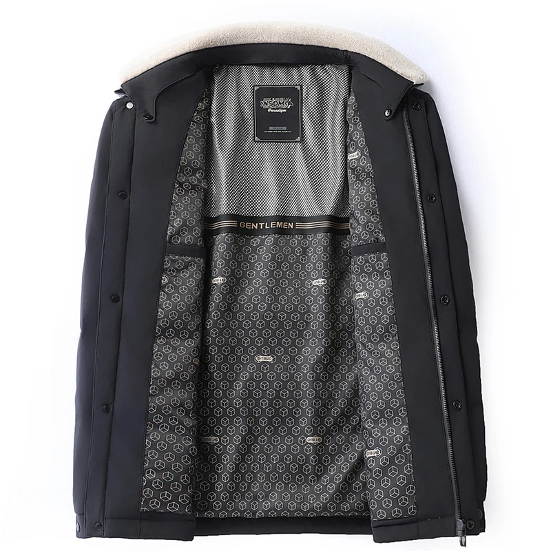 الشتاء رجال الأعمال سترات منتفخة غير رسمية رمادي أزرق أبيض بطة أسفل معطف أساسي الصوف رفض طوق ملابس خارجية حرارية الترفيه #5