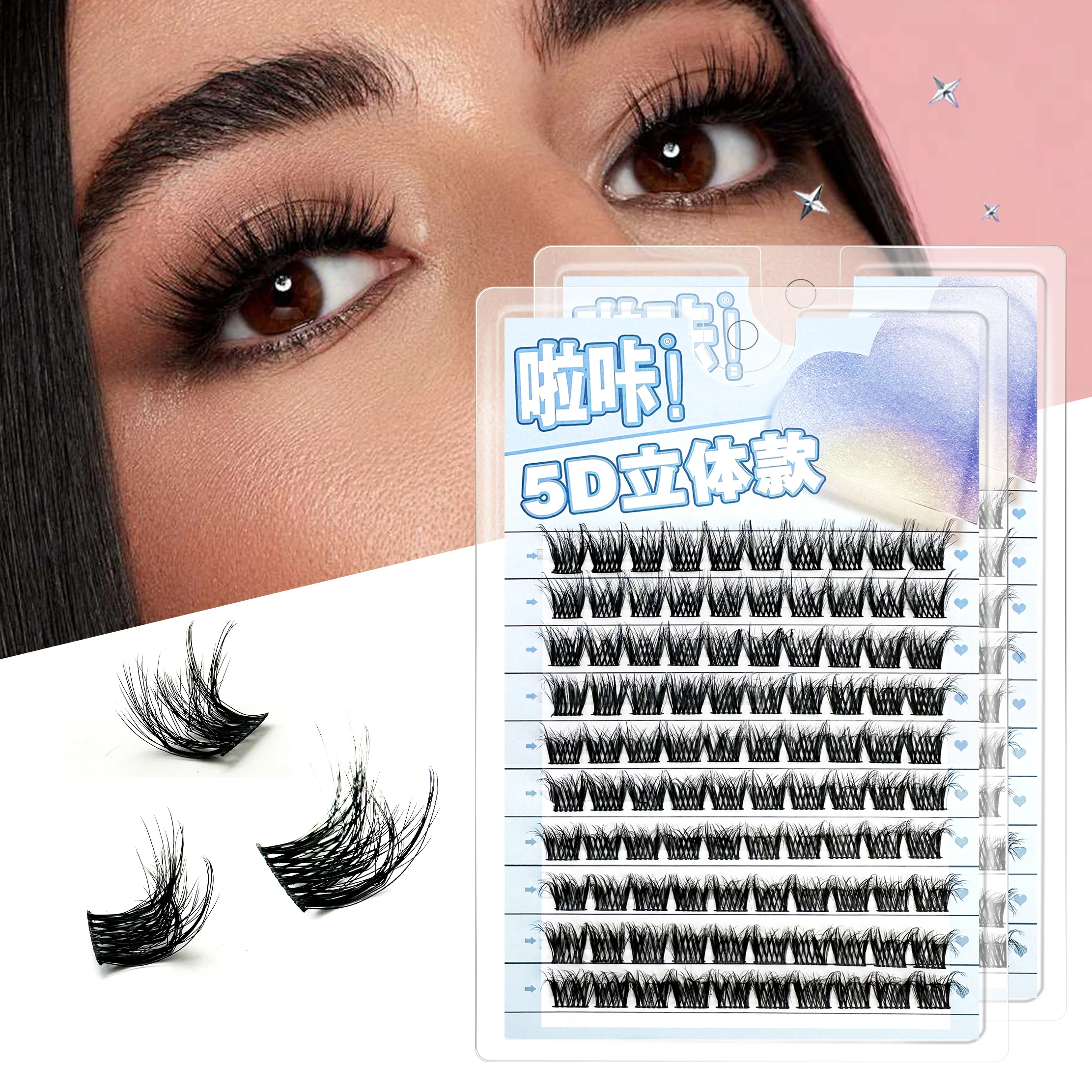 LAKANAKU Lash Clusters Volume extension ciglia ciglia individuali Cluster Look naturale ciglia sottili D Curl Cluster Lashes