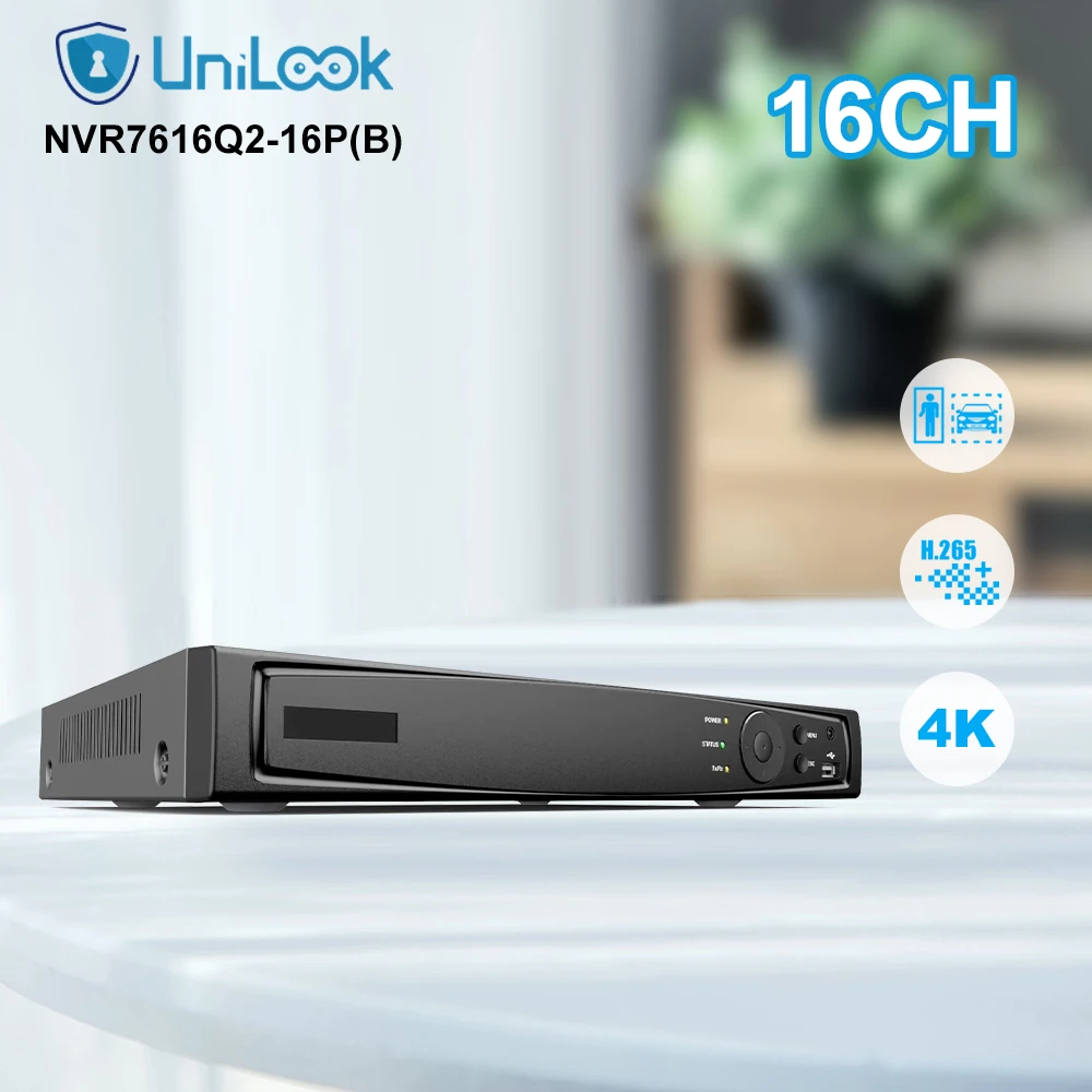 

UniLook 16CH POE NVR OEM DS-7616NI-Q2/16P Network Video Recorder IP Camera CCTV System HD Video Output P2P View Motion Detection