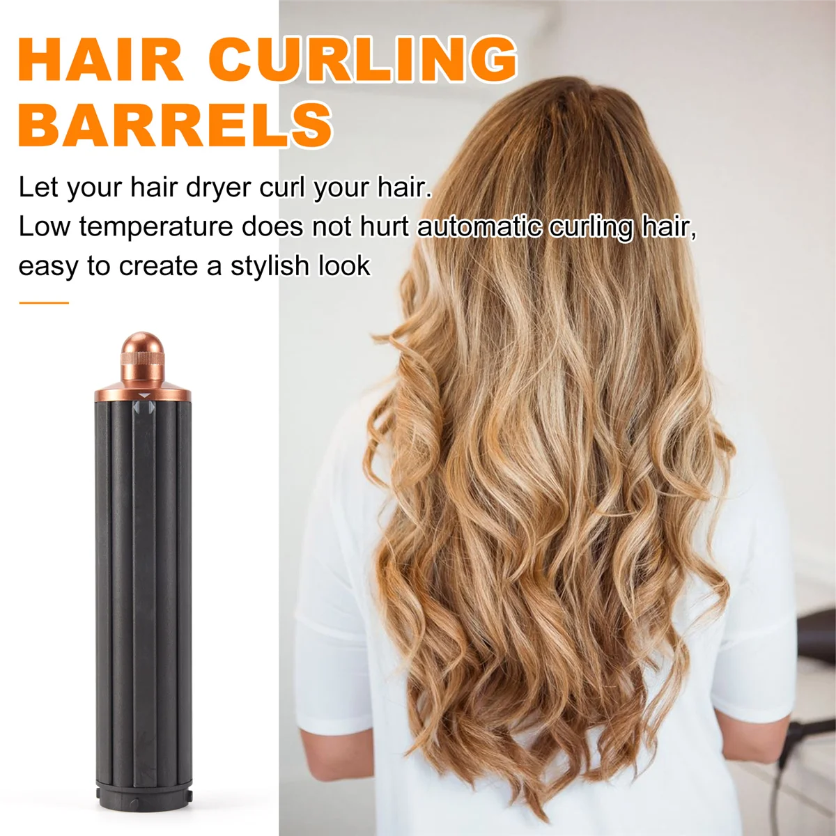 B64C1PCS 2In1 Long Hair Curling Barrels 40MM for Dyson Airwrap Supersonic Hair Dryer Automatic Curling Attachment